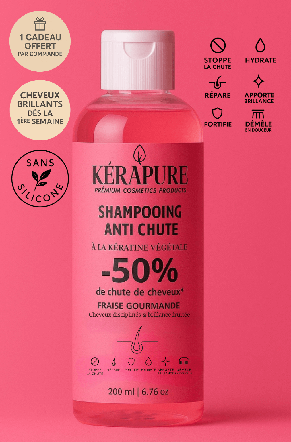 Shampooing anti chute | FRAISE GOURMANDE – cheveux disciplinés & brillance fruitée