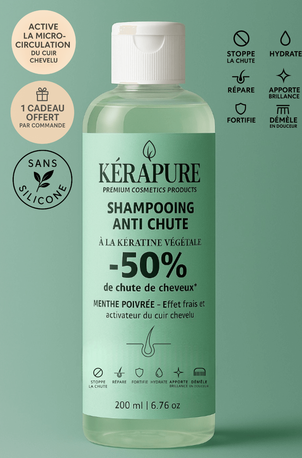 Shampooing anti chute | MENTHE POIVRÉE – effet frais & activateur du cuir chevelu