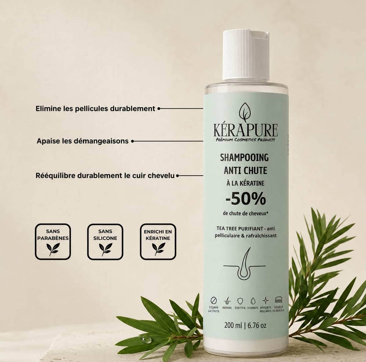 shampooing double action au tea tree